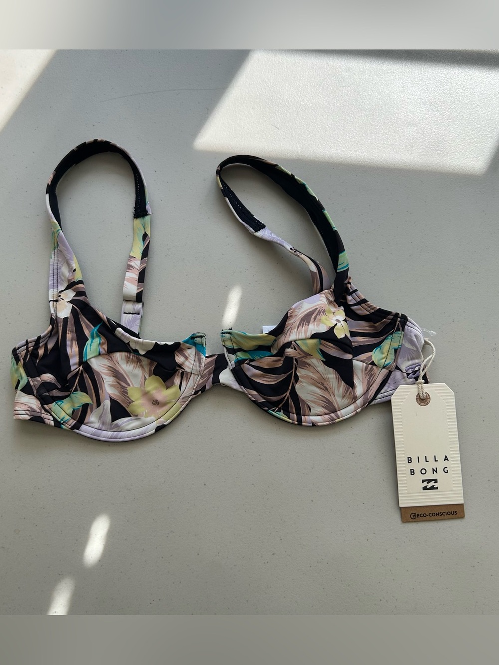 Billabong Underwire Bikini Top Shadow Tropic Kate Floral M Medium Multicolor